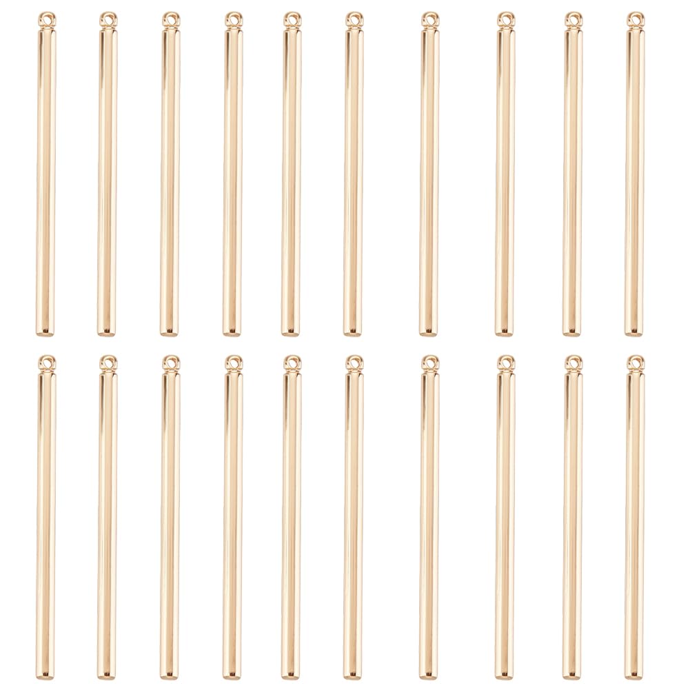 Beebeecraft 1 Box 30Pcs Gold Bar Charms 18K Gold Plated Brass Stick Strip Long Vertical Charms with Hole for DIY Earrings Necklace Jewelry Making