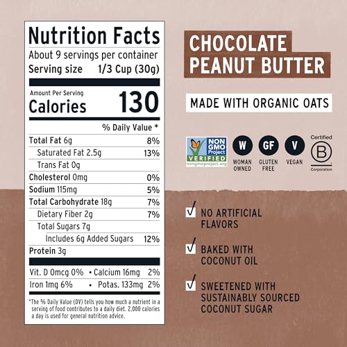 PURELY ELIZABETH, CHOCOLATE PEANUT BUTTER, ANCIENT GRAIN GRANOLA, GLUTEN-FREE, NON-GMO (10OZ BAG)