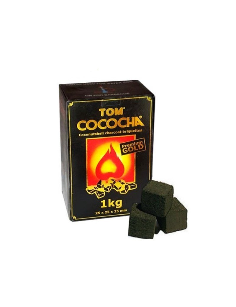 Tom Cococha Coconut Shell Hookah Charcoal Cube 25x25mm 1kg Carbon Gold 20x10x10cm