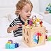 Toyzoo Learning Bead Maze Wooden Educational Toy Activity Center with 10 Shapes Blocks for Toddlers