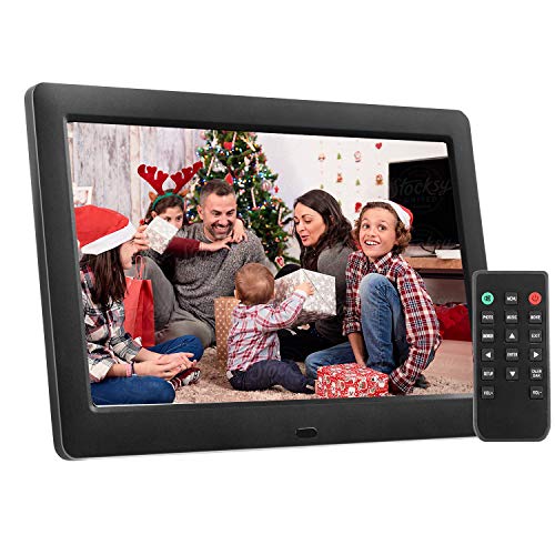 Digital Picture Frame AiJoy 8 Inch Electronic Photo Frame with High Resolution 1280 x 720 IPS LCD 1080P Video Player/Music/Photo/Calendar/Time/Stereo/USB and SD Card Slots with Remote Control