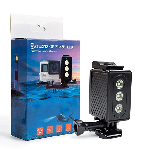 ADIKA Underwater Light for GoPro 30m Waterproof Sidekick Side LED Flash Spot Flood Lighting Camera Accessories - for Dive Diving Scuba - for GoPro Hero 2018 6 5 4 3+ 3 2 SJcam SJ5000 EKEN Xiaomi Yi