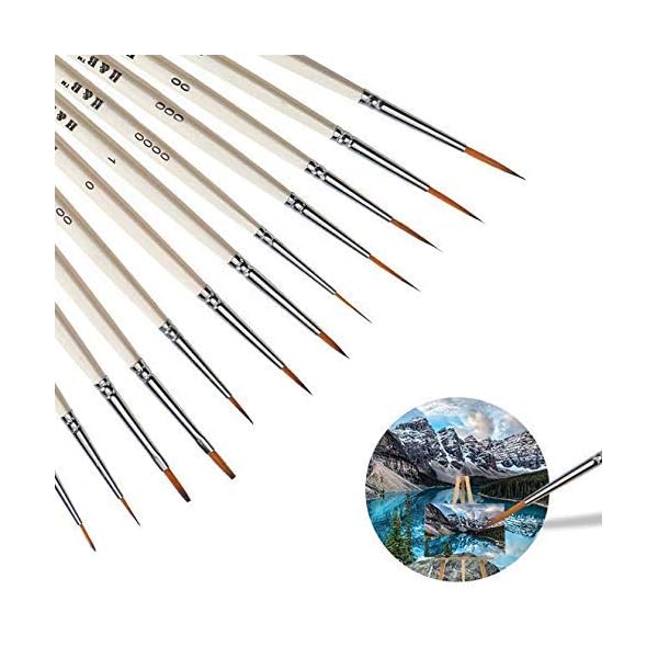 Queta Set 12 Pinselset Malen Künstlerpinsel Acrylpinsel Halten Sie eine feine Spitze und Feder für Öl, Aquarell, Acryl… – Bild 5