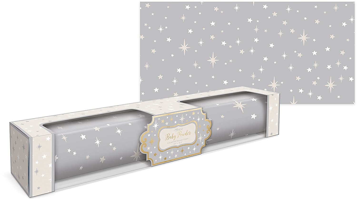 Photo 1 of Lady Jayne Dove Gray With Stars Baby Powder Scented Drawer Liners -- 6 Sheets