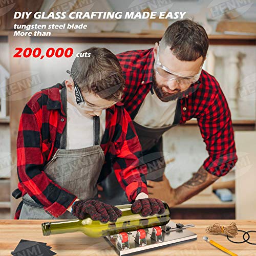 Glass Bottle Cutter, HENMI Glass Cutting Tools/DIY Machine for Cutting Wine, Beer, Champagne, Whiskey Bottle Cutter Kit for DIY Arts and Crafts for Adults with Accessories Tool Kit, Gloves - Thumbnail 3