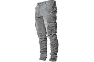HUNGSON Men's Slim Fit Stretch Jeans Ripped Skinny Jeans for Men, Distressed Straight Leg Fashion Comfort Flex Waist Pants