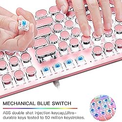 Pink Typewriter Keyboard and Mouse,Retro Vintage