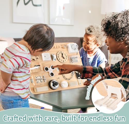 Montessori Large Busy Board for Toddlers - Wooden Sensory Toys -Fidget Toys for Autistic Children-Preschool Learning Activities Fine Motor Skills
