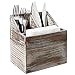 MyGift 3 Compartment Rustic Torched Wood 2-in-One Flatware and Napkin Holder, Countertop Wooden Kitchen Utensil Caddy for Silverware Cutlery Paper Napkins