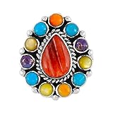 925 Sterling Silver Ring Genuine Turquoise & Gemstones Sizes 6 to 11
