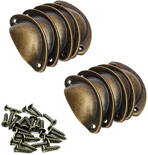 Namvo 10PCS Retro Shell Shape Metal Drawer Cabinet Half Moon Handle Furniture Knob Handware Product Green Bronze