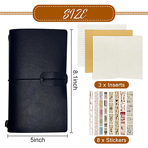 Verichy Travelers Notebook, Leather Lined Journal Leather Travel Journal Refillable Journals for Writing, Gifts, Travelers