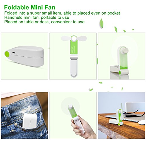 Foldable Handheld Mini Fan USB Rechageable Desktop Fan Portable Pocket Fan 2 Speeds Adjustable Personal Fan for Home Office Travel Outdoors
