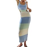 NUFIWI Women Backless Hollow Out Long Dress Sexy Knitted Maxi Dress Bodycon Spaghetti Strap Cocktail Party Midi Dress