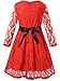 Bonny Billy Girls Long Sleeve Midi Lace Christmas Dress with Bow Sash 7-8 Years Red