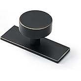SNBTLA Black-Gold Cabinet Knobs with Backplate, 2 Pack | Soild Brass, Modern Style, Dresser Drawer Furniture, Bedroom Kitchen Cupboard, Hardware Handles