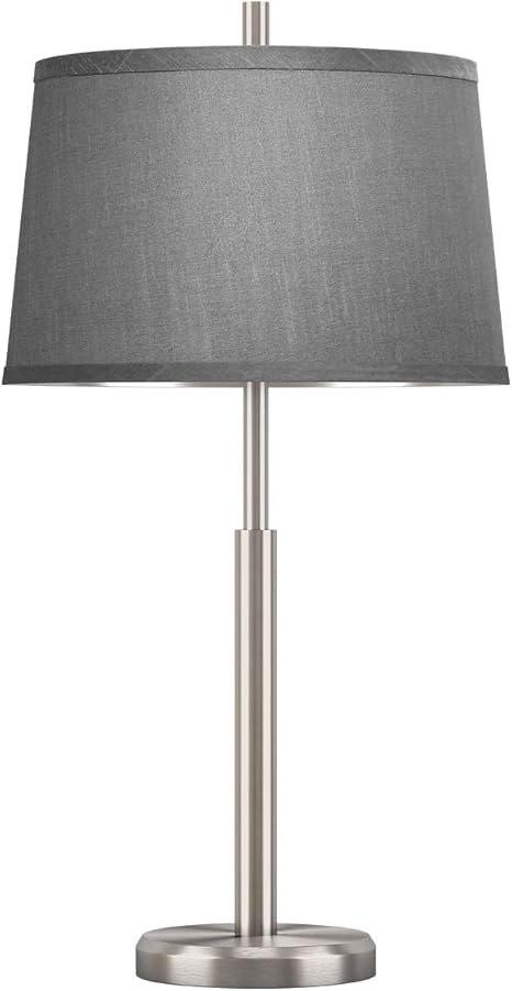 Amazon Com Oneach Modern Table Lamp For Living Room Nightstand Side Table Lamp With Drum Shade Bedside Light For Bedroom Study Office Silver Home Improvement
