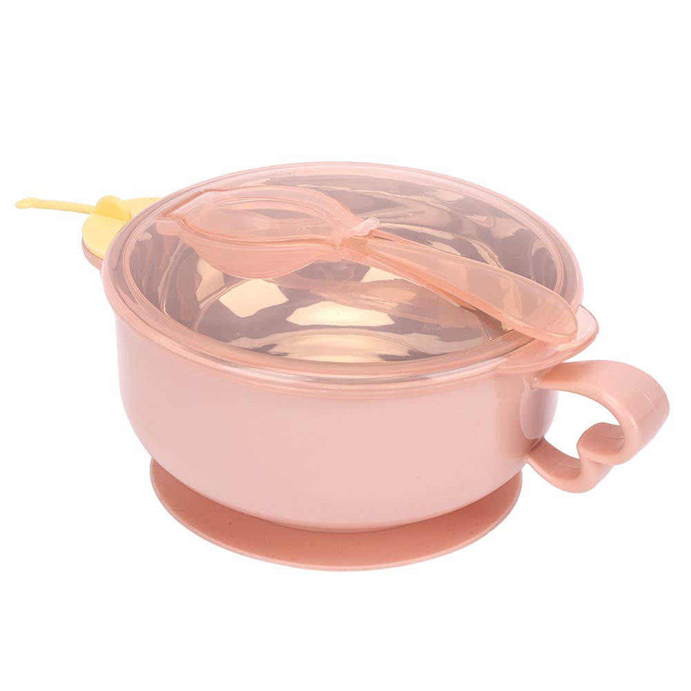 Children Feeding Sucker Bowl, Tableware Water Injection Heat Preservation Bowl(Pink)