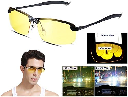 Men's Women's Anti Glare Night View Polarized Semi Frame Sunglasses for Driving VIVIC (Black)