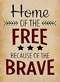 Home Decorative Outdoor 4th of July Home of The Free Because of The Brave Double Sided Garden Flag Quote, USA House Yard Flag, Garden Yard US Navy Decorations, Patriotic Outdoor Flag 12.5 x 18 Gift