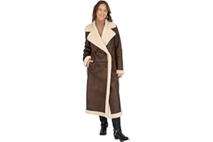 Frye Womens Faux Shearling Maxi Double Breasted CoatCoat