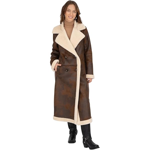 ★関税込★INSTANTFUNK★Single-breasted faux-shearling coat★ Plus Size Faux Shearling Collar & Cuff Belted Long Coat
