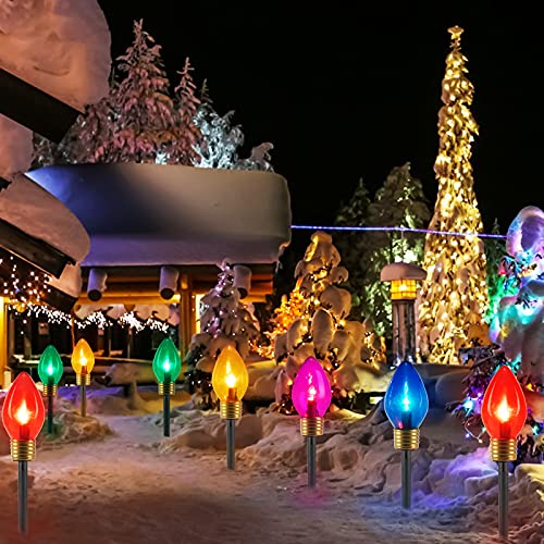 Jumbo C9 Christmas Lights Outdoor Decorations Lawn with Pathway Marker