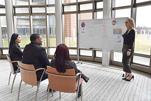 Offex Mobile Magnetic Large Whiteboard on Wheels, Free Standing Double-Sided Dry Erase White Board for Teachers, Students, Children, Classroom, Office - 72"W x 40"H