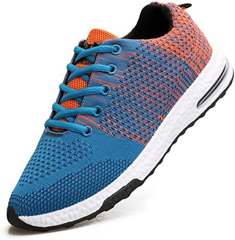 WELMEE Men's Knit Comfortable Breathable Casual Air Sneakers Lightweight Athletic Tennis Walking Running Shoes Green