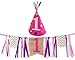 Girl First Birthday Decorations - 1st Birthday - Burlap Highchair Banner and Felt Hat Pack