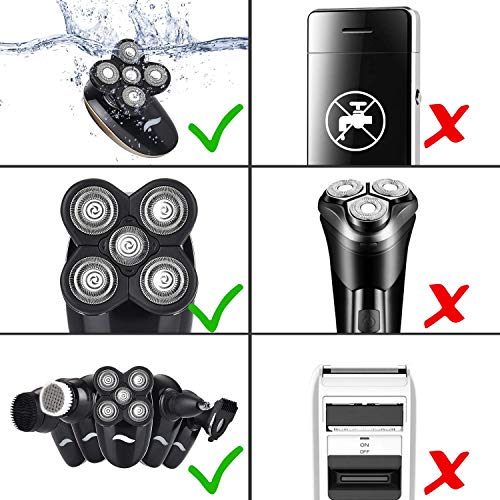 Electric Shaver for Men Grooming Kit, Cosyonall 5 in 1 Electric Razor Cordless Waterproof Wet Dry Rotary Bald Head Shaver Nose Trimmer Hair Clippers Facial Cleansing Brush, USB Rechargeable