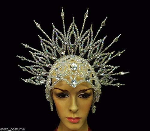 Da NeeNa Showgirl Vegas Cabaret Dance Stage Crystal Bead Rhinestone Headdress
