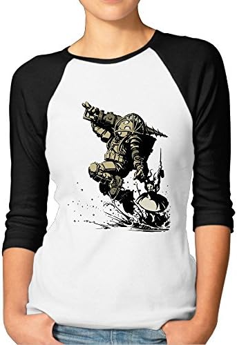 Female Bioshock 2 Big Daddy Little Sister 3/4 Sleeve Baseball Tshirt Raglan Jersey Shirt