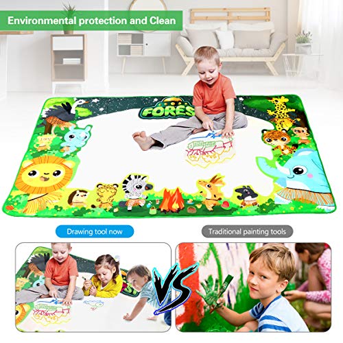 AUGNORYE Water Drawing Mat Mess-Free, Non-Toxic, 7-Colors Magic Doodle Drawing Mat Extra Large Size  - //coolthings.us