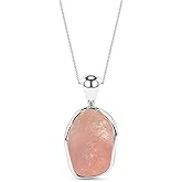 LUSTRE AND LIGHT Natural Raw Gemstones Pendant Necklace for Women in Sterling Silver, Birthstone Jewelry Gifts for Her Birthday, Anniversary, Graduation (Bezel-Set)