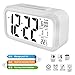 Oneoffcar Alarm Clock,Travel Alarm Clock,Battery Operated Smart Backlight Alarm Clock, Large LCD Display Slim LED Clock (with Date,Temperature,Snooze), for Office Bedroom Travel(White)