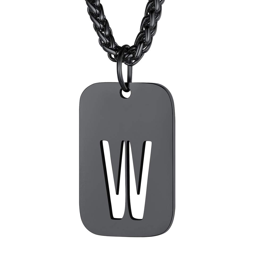 FindChic Tag Chain Letter Necklace Square Initial Necklace