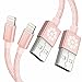F-color iPhone 8 Charger 6 Feet iPhone 6s Charging Cable iPhone 7 Rose Gold Charger for iPhone 8 7 Plus 6S 6 Plus 5 5S 5C SE, iPad Air 3 Mini 4 iPad Pro Rose Gold Pink, 2 Pack