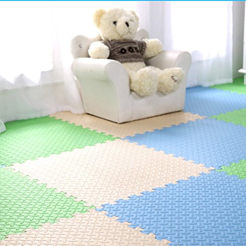 Homgrace Interlocking Floor Mat, EVA Foam Puzzle Tiles, Protection Mats, Children’s Soft Foam Eva Play Mats for Gym, Play Area, Exercise, Yoga (beige)