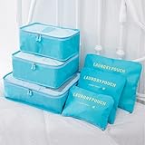 KSK KAISHEK 6Pcs Waterproof Clothes Packing Cubes Travel Luggage Organizer Bag