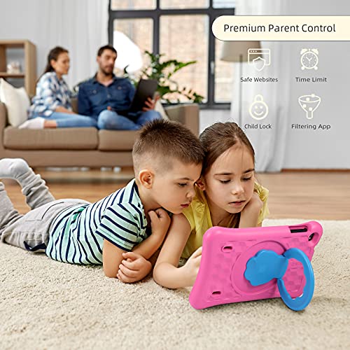 Kids Tablet, 10 inch Android Tablet PC for Kids, 2GB RAM 32GB ROM, iWawa Pre-Installed, Parental Control, WiFi, Bluetooth, Dual Camera, Educational, Games, Tablet with Stylus Pen/Shockproof Case-Pink