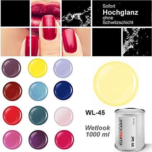 Wet Look Nail Gel 1000 ml – 45 Pastel Yellow Without Sweating Layer