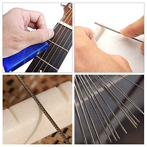 9Pcs Understring Radius Gauge, String Action Ruler Gauge Tool, Guitar Bridge Saddle Nut Files Set, Guitar Accessories for Electric Bass & Acoustic Guitar & Ukulele & String Instruments