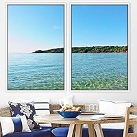 2 Piece Framed Canvas Wall Art Coastal Scenery Canvas Prints Home Artwork Decoration for Living Room,Bedroom - 16