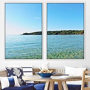 signwin 2 Piece Framed Canvas Wall Art Coastal...