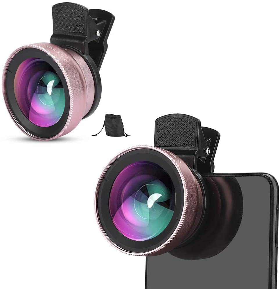 2 in 1 Phone Lens Professional, 0.45X Super Wide Angle and Macro Lens Clip-On Cell Phone Lenses Compatible with Android Mobile Phones/Tablets/Camera