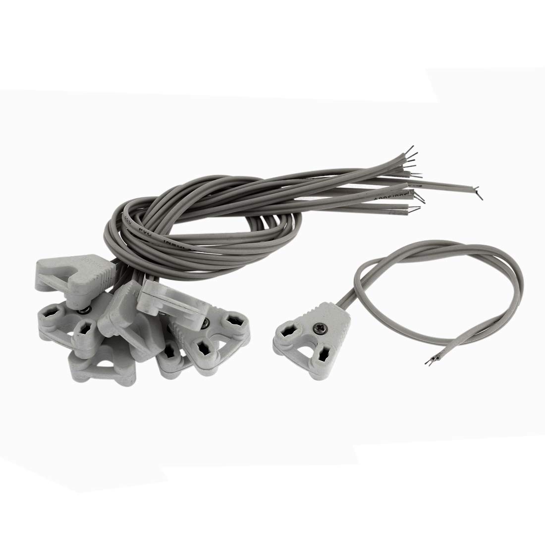 sourcingmap 250V 1A T8 Fluorescent Tube Lamp Holder Socket Cable 30cm Length 8Pcs