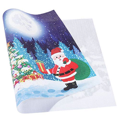 Homing Christmas Placemats for Dining Table Set of 6, Insulation Santa Claus and Gift Box Snowman Blue Landscape Xmas Tree Holiday Place Mats for Kitchen Decor, Washable Heat-Resistant, 12x18 Inch - Thumbnail 6