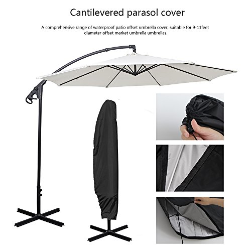 ALLOMN Outdoor Patio Umbrella Cover, Waterproof and UV Protection Fabric Parasol Cover for 9-11 Feet Garden Yard Balcony Umbrellas - Thumbnail 3