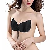 Strapless Self Adhesive Silicone Invisible Push-up Bra Reusable Padded Invisible Bra , Black C